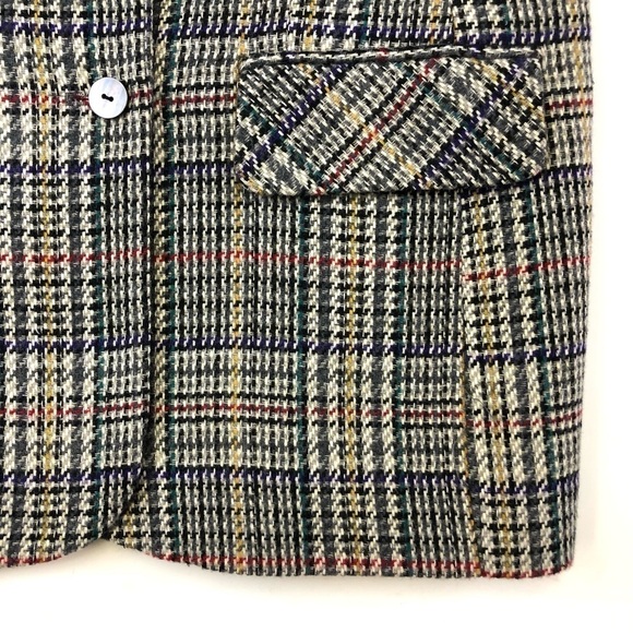 Vintage 80s checked women’s blazer Size 12Petite wool blend lined multicoloured - Picture 2 of 11